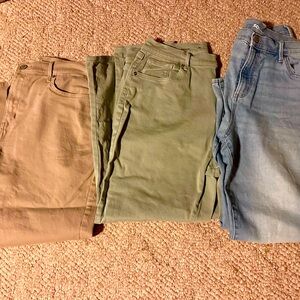 3 pair of women’s size 16 Sonoma Boyfriend Jeans/Pants~ Tan, Green, Jean